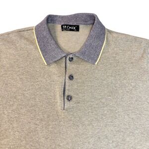 Vintage St. Croix Polo Shirt men's Medium Grey Yellow Striped Made in USA